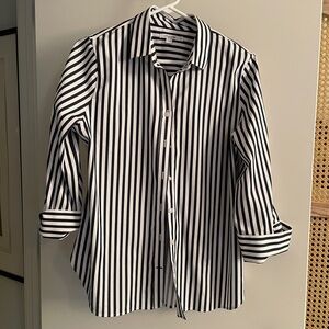 Chico's Navy and White Striped Shirt